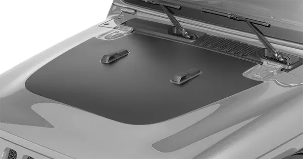 2018 to Present Jeep Wrangler JL JLU / Gladiator JT Main Hood Decal Blackout . Installed on Car